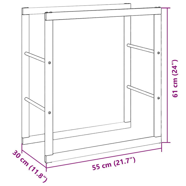 Musta polttopuuteline Enon 55x30x61cm (teräs)