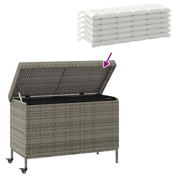 Graue Gartenaufbewahrungsbox auf Rädern Nefeot 110x55x73cm