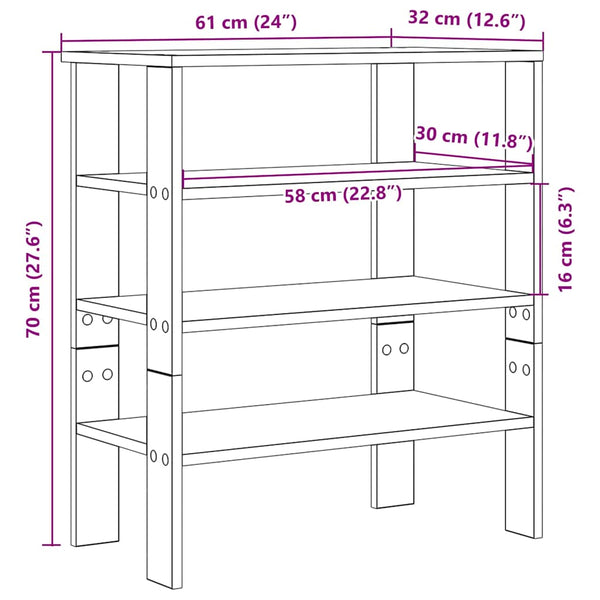 Schuhregal Mertlik, schwarz, 61x32x70cm (Holz)