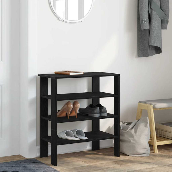 Schuhregal Mertlik, schwarz, 61x32x70cm (Holz)