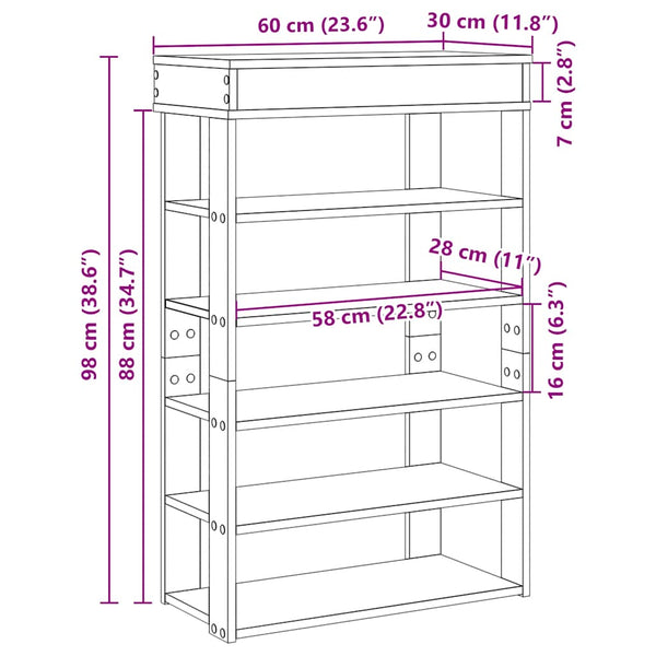 Weißer Schuhschrank Magneriu 60x30x98cm (Holz)