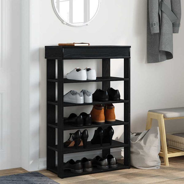 Schwarzer Schuhschrank Magneriu 60x30x98cm (Holz)