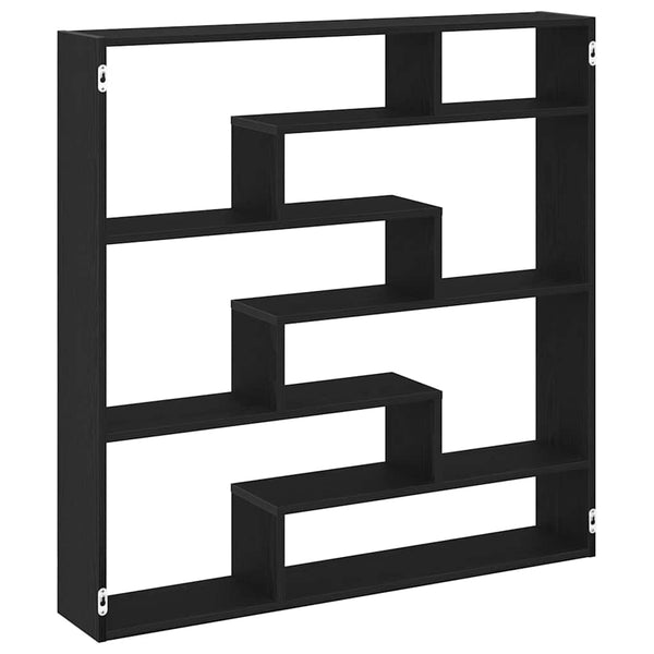 Schwarzes Wandwürfelregal Dobrivoi (7 Fächer, Holz)