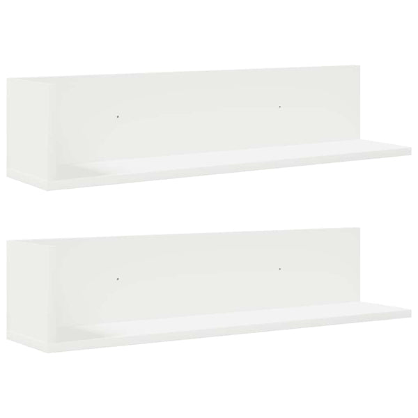 Weißes Wandregal Reghini 75x16,5x16,5cm (2 Stück Spanplatte)