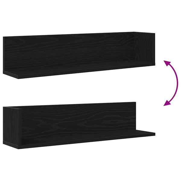 Schwarzes Wandregal Reghini 75x16,5x16,5cm (2 Stück Spanplatte)