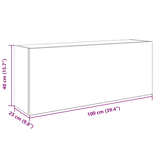 Schwarzer Badezimmer-Wandschrank Vasalina 100x25x40cm (Holz)