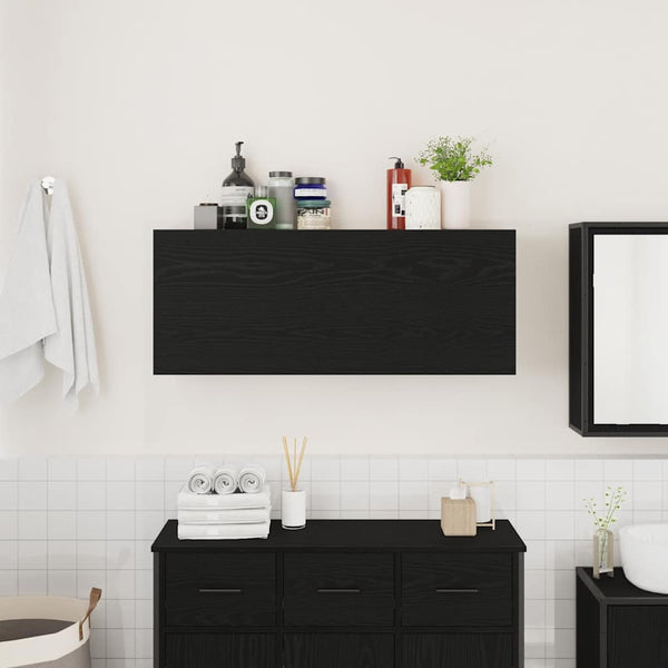 Schwarzer Badezimmer-Wandschrank Vasalina 100x25x40cm (Holz)
