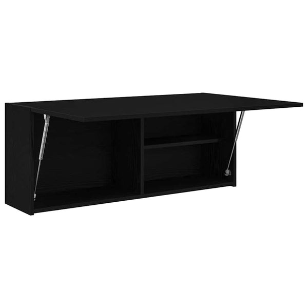 Schwarzer Badezimmer-Wandschrank Vasalina 100x25x40cm (Holz)