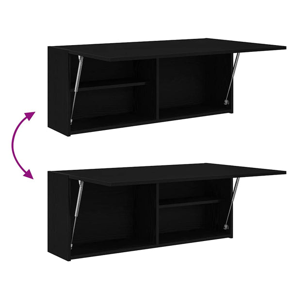 Schwarzer Badezimmer-Wandschrank Vasalina 100x25x40cm (Holz)
