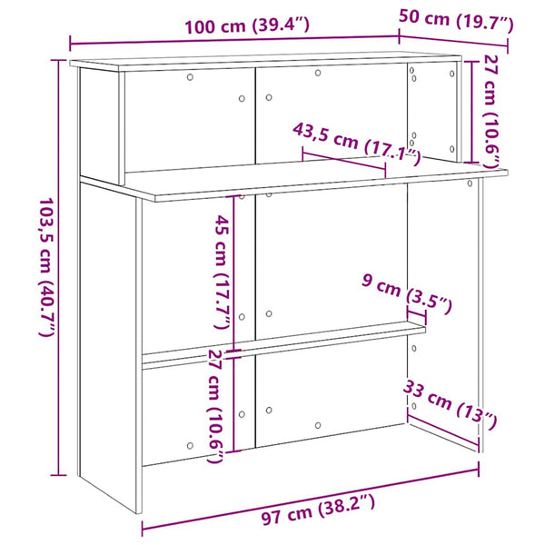 Empfangstheke Nedelciu 100x50x103,5cm (technisches Holz), weiß