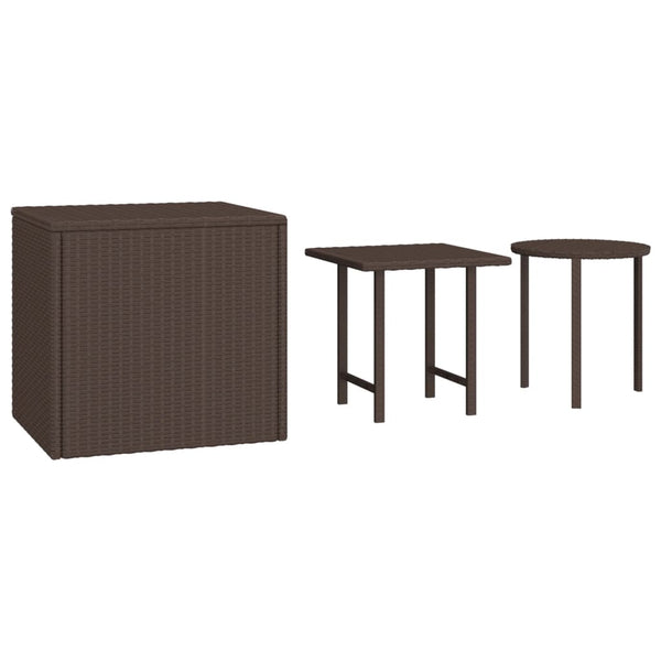 Braune Beistelltische Geniloni (3 Stück Polyrattan)