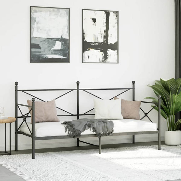 Musta päiväsänky Giurgean 90x200cm (ilman patjaa teräs)