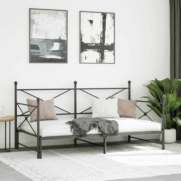 Musta sohvasänky Giurgean 107x203cm (ilman patjaa, teräs)