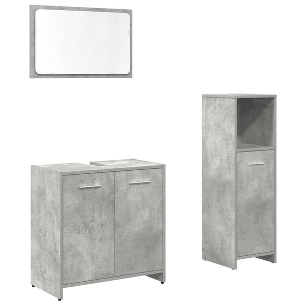 Badezimmermöbel-Set Brat, betongrau (3-teilig, Holz)