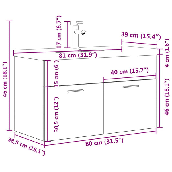Waschtischunterschrank Visentea für das Badezimmer (mit integriertem Waschbecken)