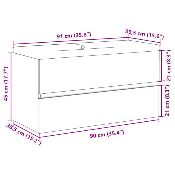 Badezimmermöbel-Set Fl (Holz, 2-teilig, Betongrau)