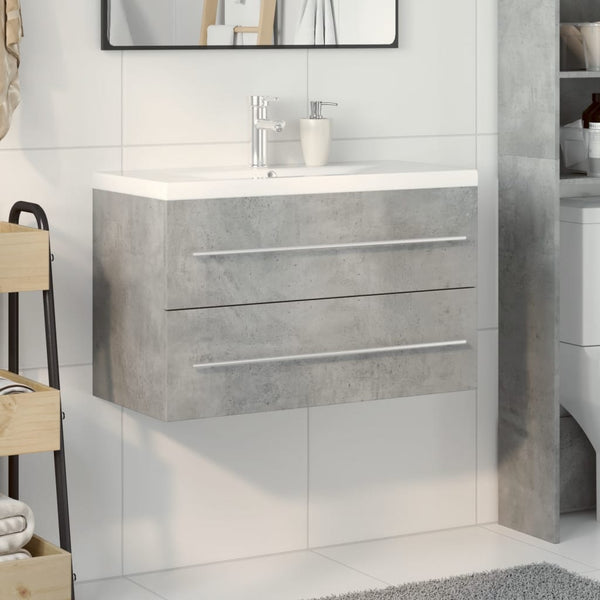 Senoile (2-teilig, Holz) – Badezimmermöbel-Set in Beton-Grau