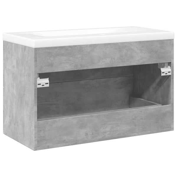 Senoile (2-teilig, Holz) – Badezimmermöbel-Set in Beton-Grau