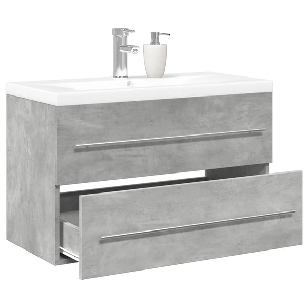 Senoile (2-teilig, Holz) – Badezimmermöbel-Set in Beton-Grau