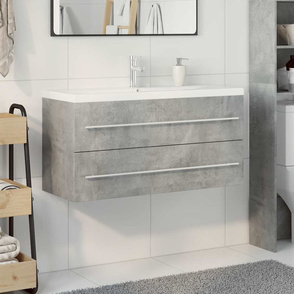 Badezimmermöbel-Set Senoile (2-teilig, Holz) - Betongrau