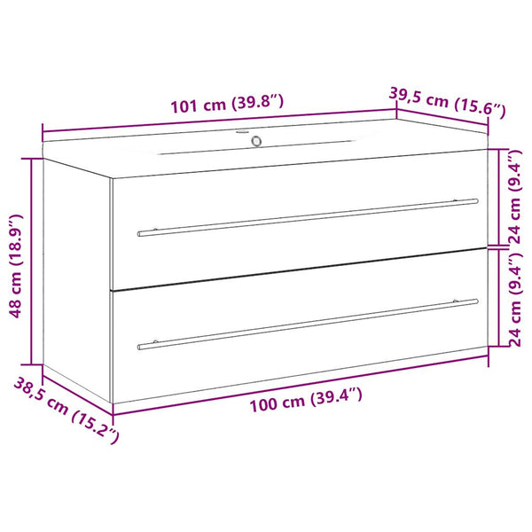 Badezimmermöbel-Set Senoile (2-teilig, Holz) - Betongrau