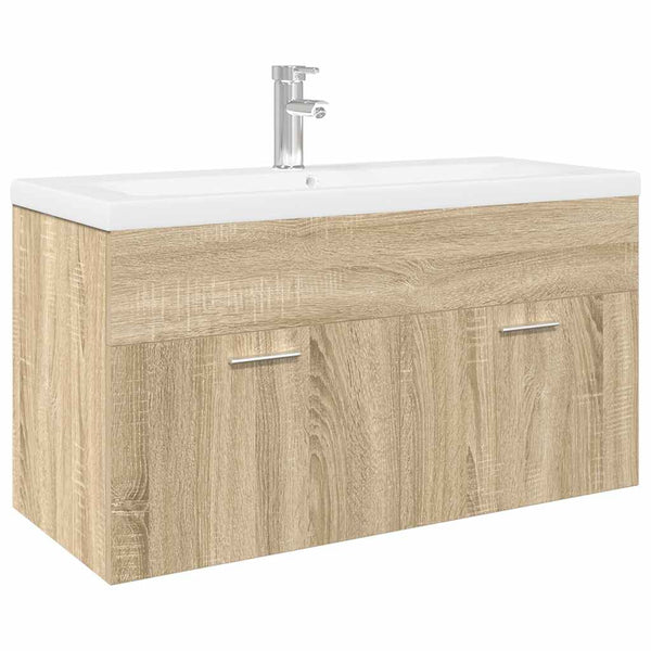 Badezimmerunterschrank Visentea mit Waschbecken in Sonoma Eiche
