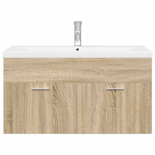 Badezimmerunterschrank Visentea mit Waschbecken in Sonoma Eiche