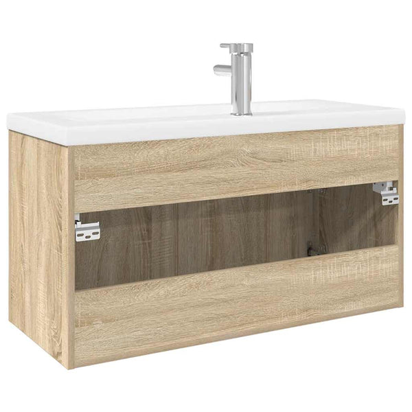 Badezimmerunterschrank Visentea mit Waschbecken in Sonoma Eiche