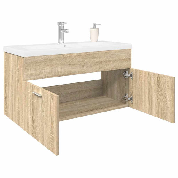 Badezimmerunterschrank Visentea mit Waschbecken in Sonoma Eiche