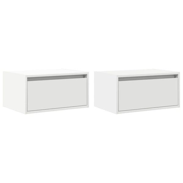Weiße wandmontierte Nachttische mit LED-Beleuchtung Ojovan (2 Stück)