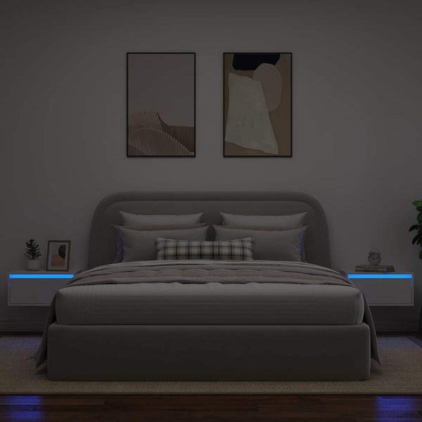 Weiße wandmontierte Nachttische mit LED-Beleuchtung Ojovan (2 Stück)