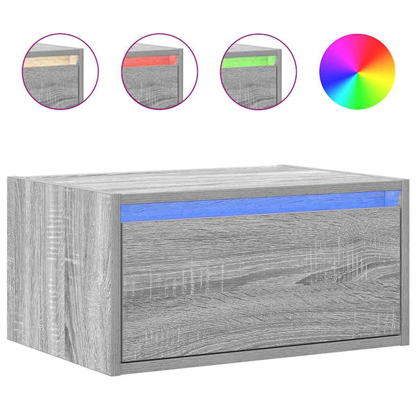 Graues wandmontierbares Nachtschränkchen Ojovan (mit LED-Beleuchtung Sonoma)