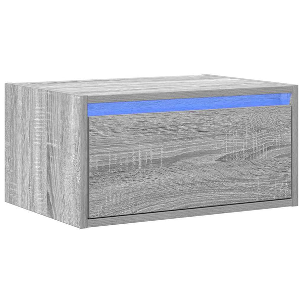 Graues wandmontierbares Nachtschränkchen Ojovan (mit LED-Beleuchtung Sonoma)