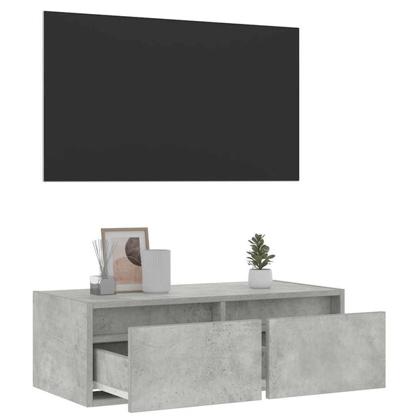 Betoninharmaa tv-kaappi led-valoilla Ojovan 75x35,5x25cm