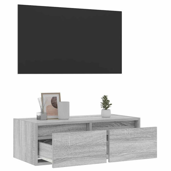 Harmaa tv-kaappi Ojovan 75x35,5x25cm (led-valoilla)