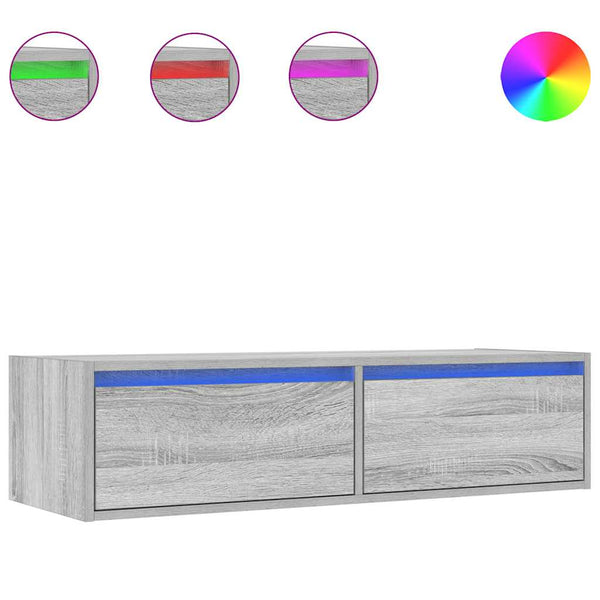Harmaa tv-kaappi led-valoilla Ojovan 100X35,5x25cm