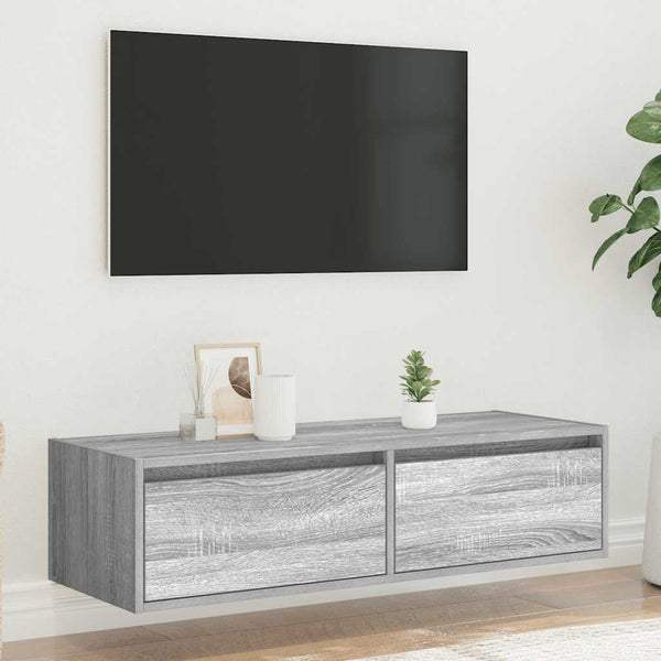 Harmaa tv-kaappi led-valoilla Ojovan 100X35,5x25cm