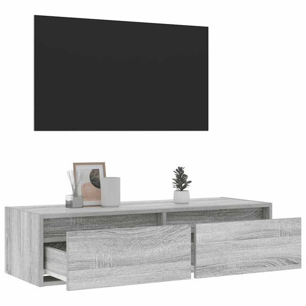 Harmaa tv-kaappi led-valoilla Ojovan 100X35,5x25cm