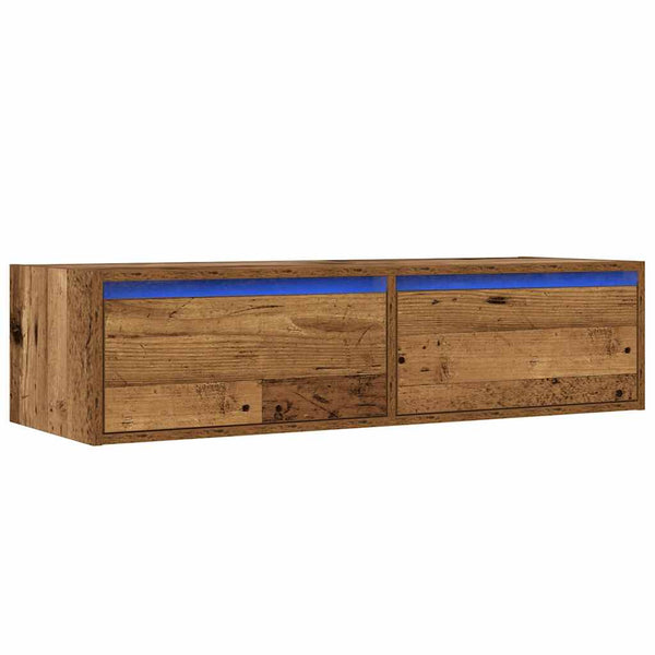 Vanha puu tv-taso led-valoilla Ojovan 100X35,5x25cm