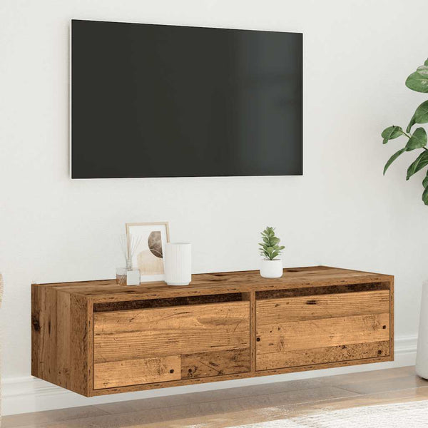 Vanha puu tv-taso led-valoilla Ojovan 100X35,5x25cm