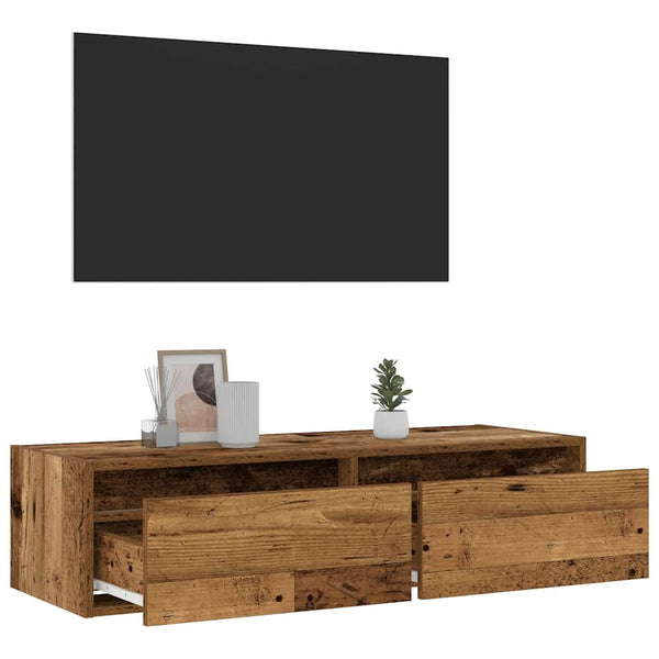 Vanha puu tv-taso led-valoilla Ojovan 100X35,5x25cm