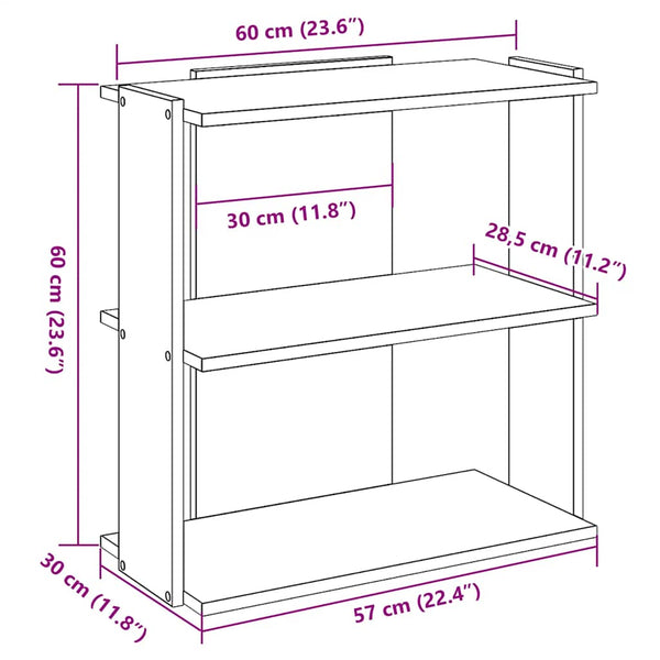 Weißes Bücherregal Cero 60x30x60cm (3-stöckiges Holzwerkstoff)