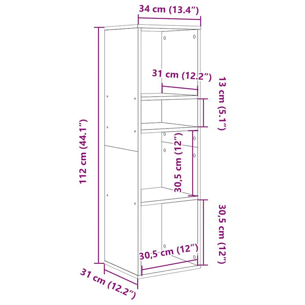 Altes Holzregal Pohonie 34x31x112cm (Spanplatte)
