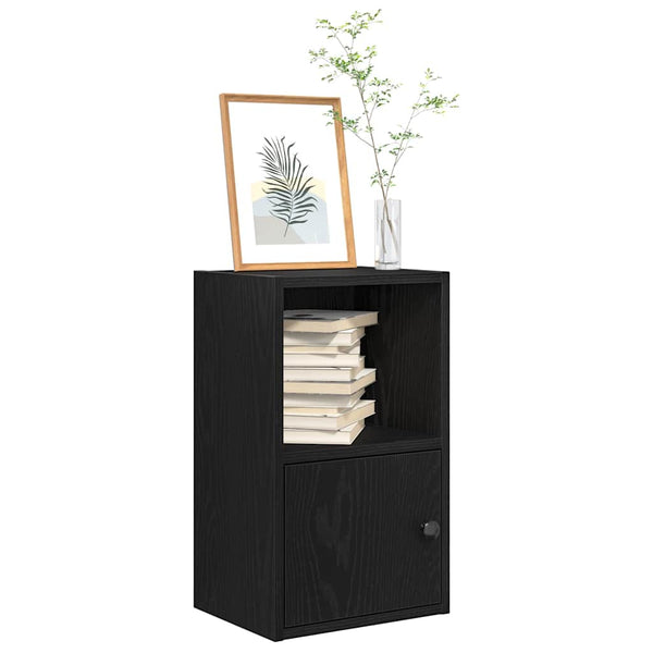 Schwarzes Bücherregal Slobodanca 31x24x52cm (Eiche Massivholz)
