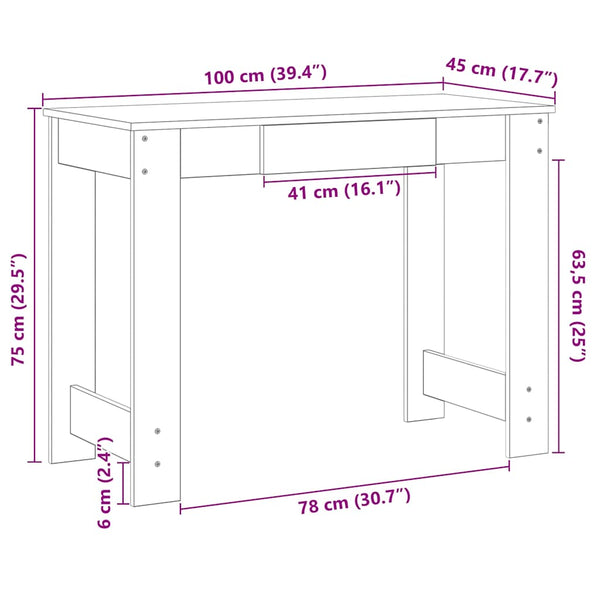 Sonoma Eiche Schreibtisch Grafina 100x45x75cm (Holzwerkstoff)