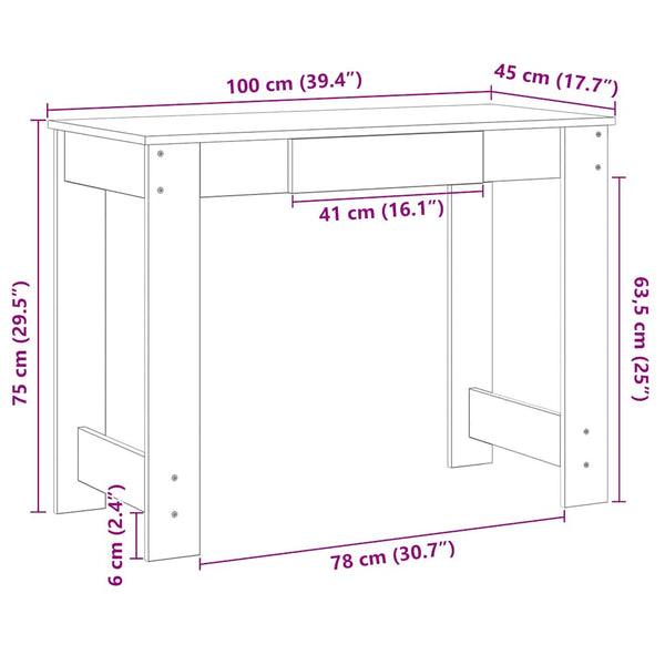Schreibtisch Rauch-Eiche Grafina 100x45x75cm (Holz)