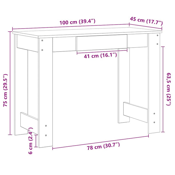 Handgefertigter Eichenschreibtisch Grafina 100x45x75cm (Holz)