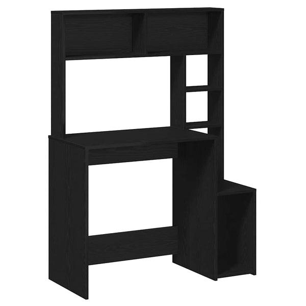 Schwarzer Schreibtisch mit Regalen Otilio 100x45x140cm (Holz)