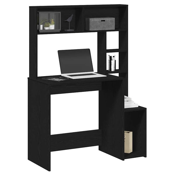 Schwarzer Schreibtisch mit Regalen Otilio 100x45x140cm (Holz)