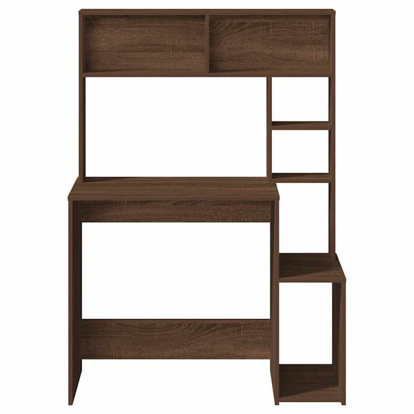 Braune Eiche Schreibtisch mit Regalen Otilio 100x45x140cm (Holz)